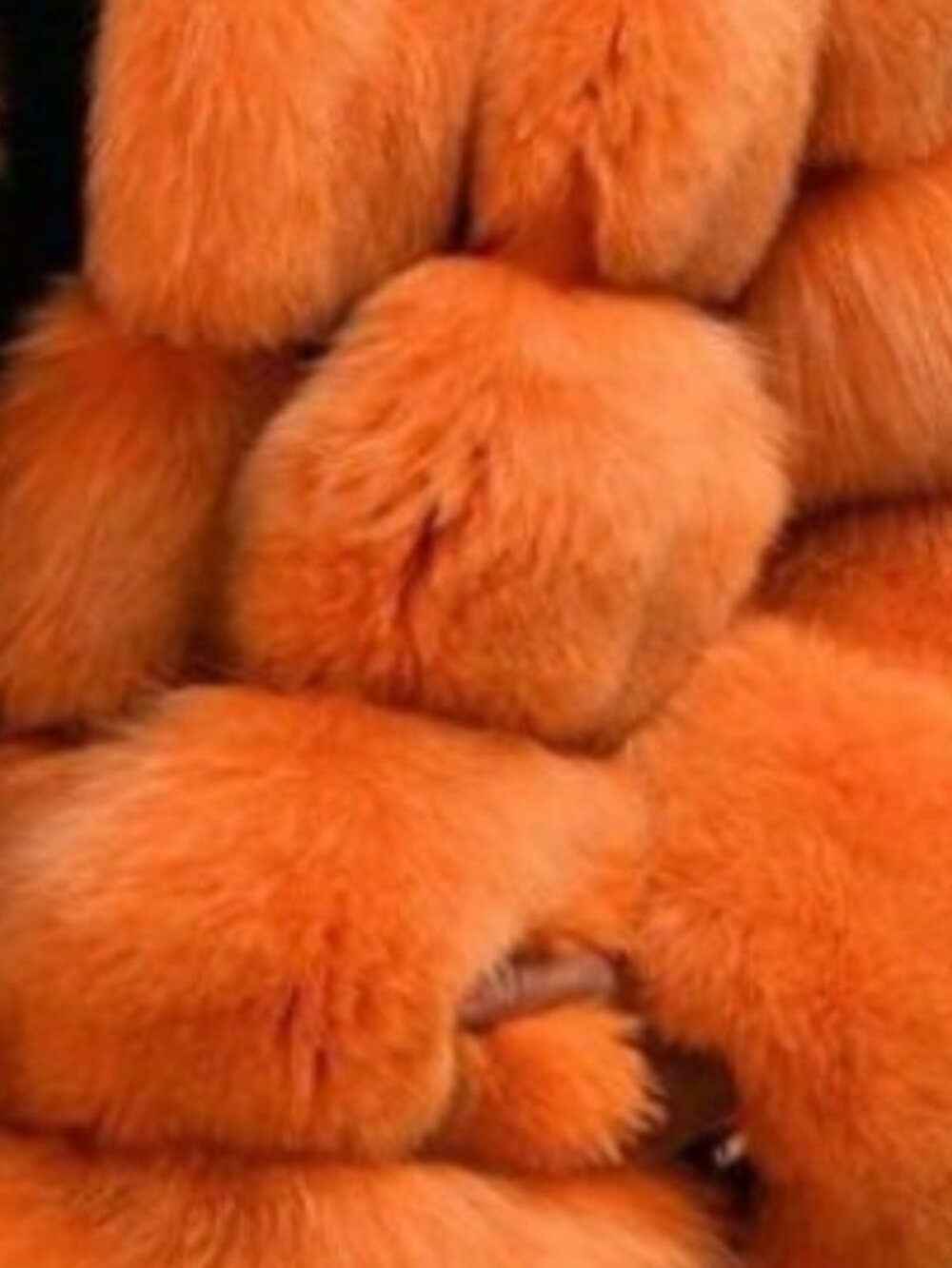 Orange Casual Women's Lapel Collar Block Panel Faux Fur Long Coat - Picture 3 of 3